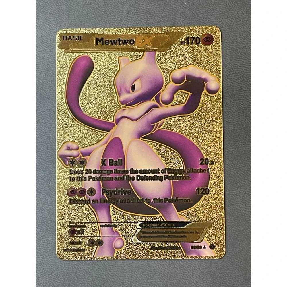Pokemon Novelty Mewtwo Gold Full Fan Art Card Lot (3) EX GX Tag Team Mew Promo